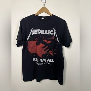 Y2K METALLICA Kill Em All For One Summer 1983 Tour T Shirt Size M *FLAW*